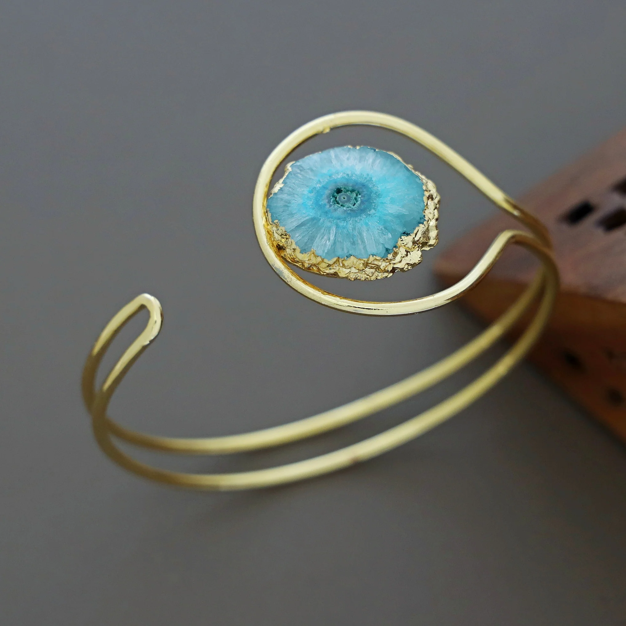 Clarita Electro Plated Agate Stone Bangle - Image 20