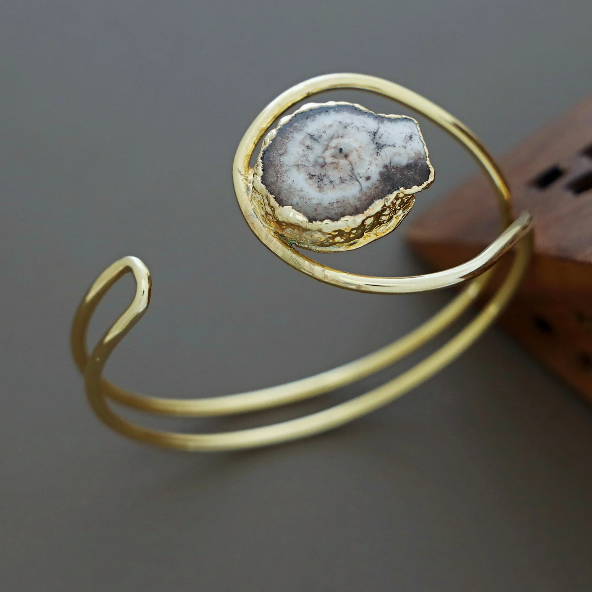 Clarita Electro Plated Agate Stone Bangle - Image 21