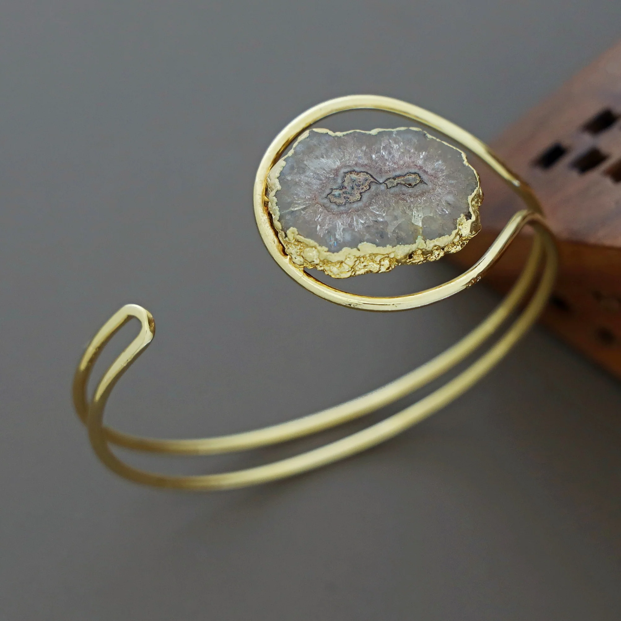 Clarita Electro Plated Agate Stone Bangle - Image 22