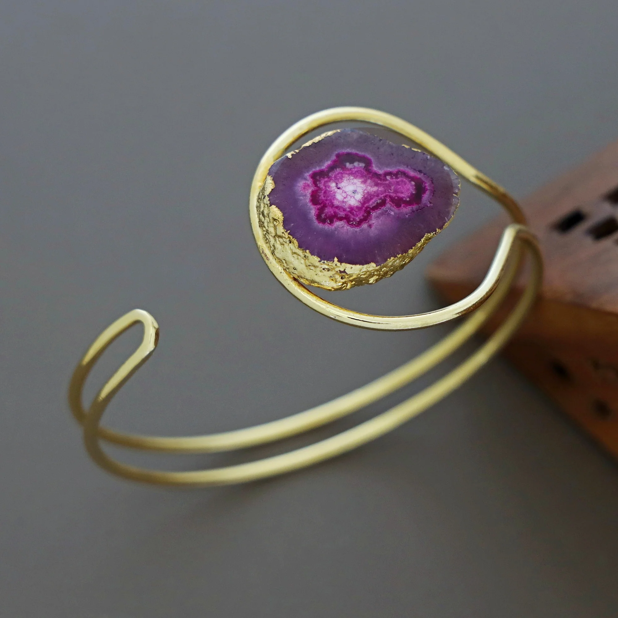 Clarita Electro Plated Agate Stone Bangle - Image 24