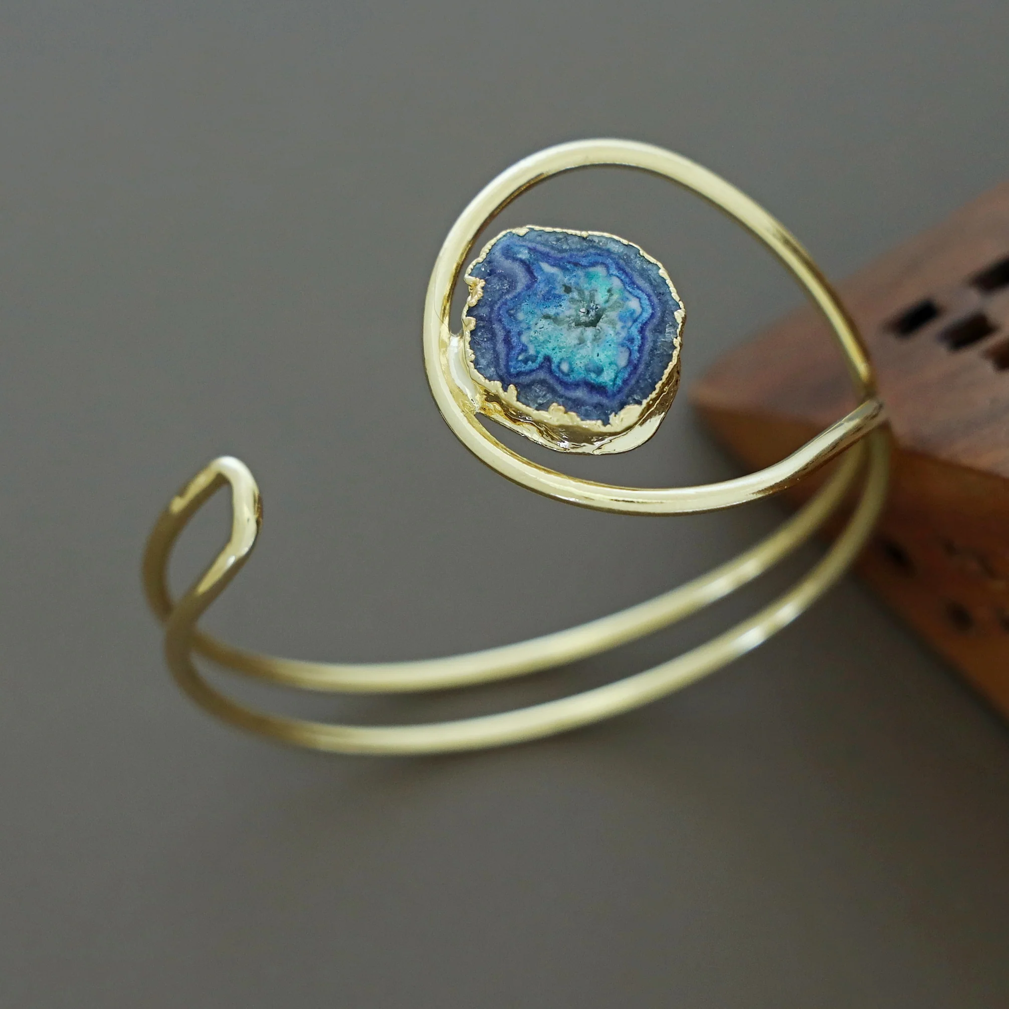 Clarita Electro Plated Agate Stone Bangle - Image 26