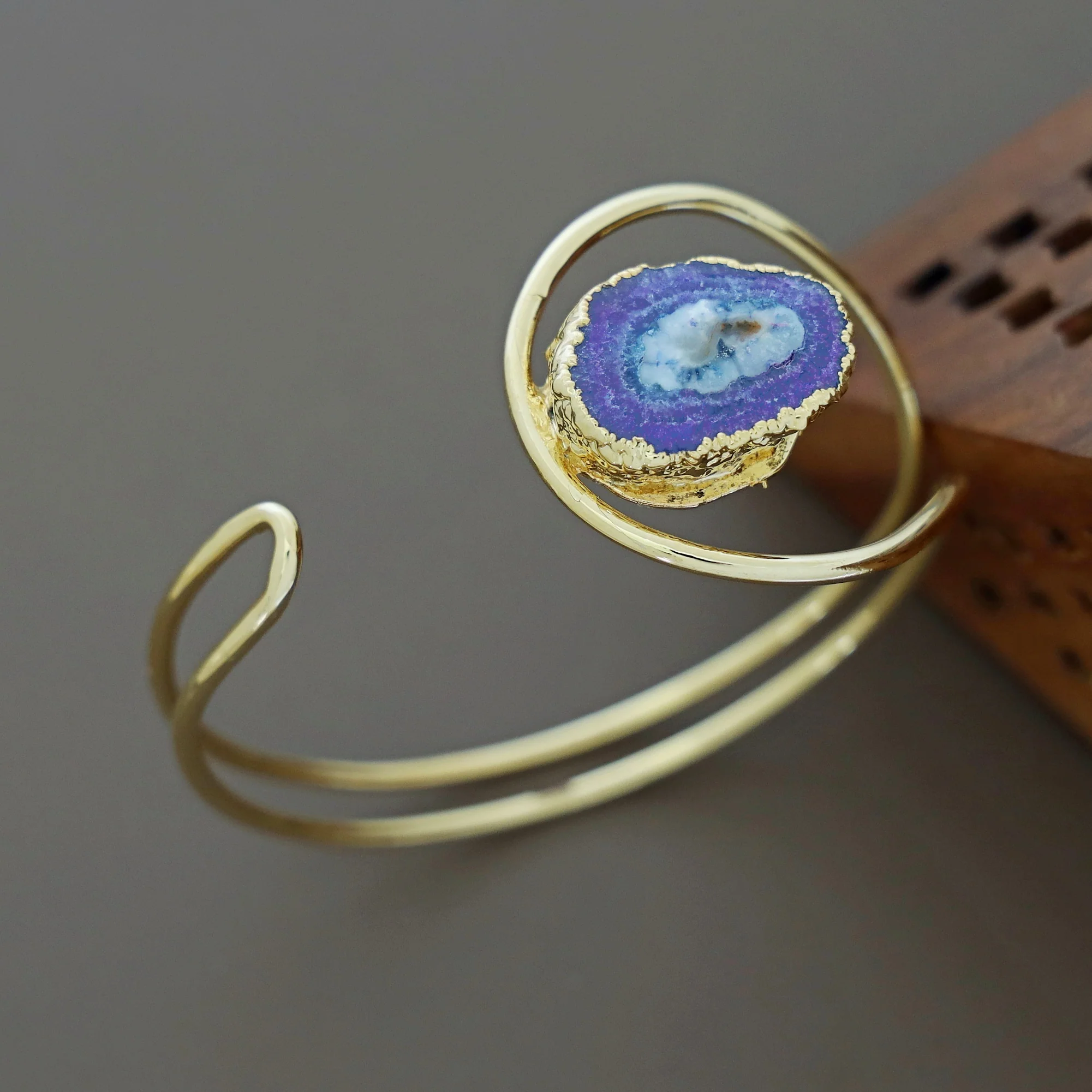 Clarita Electro Plated Agate Stone Bangle - Image 28