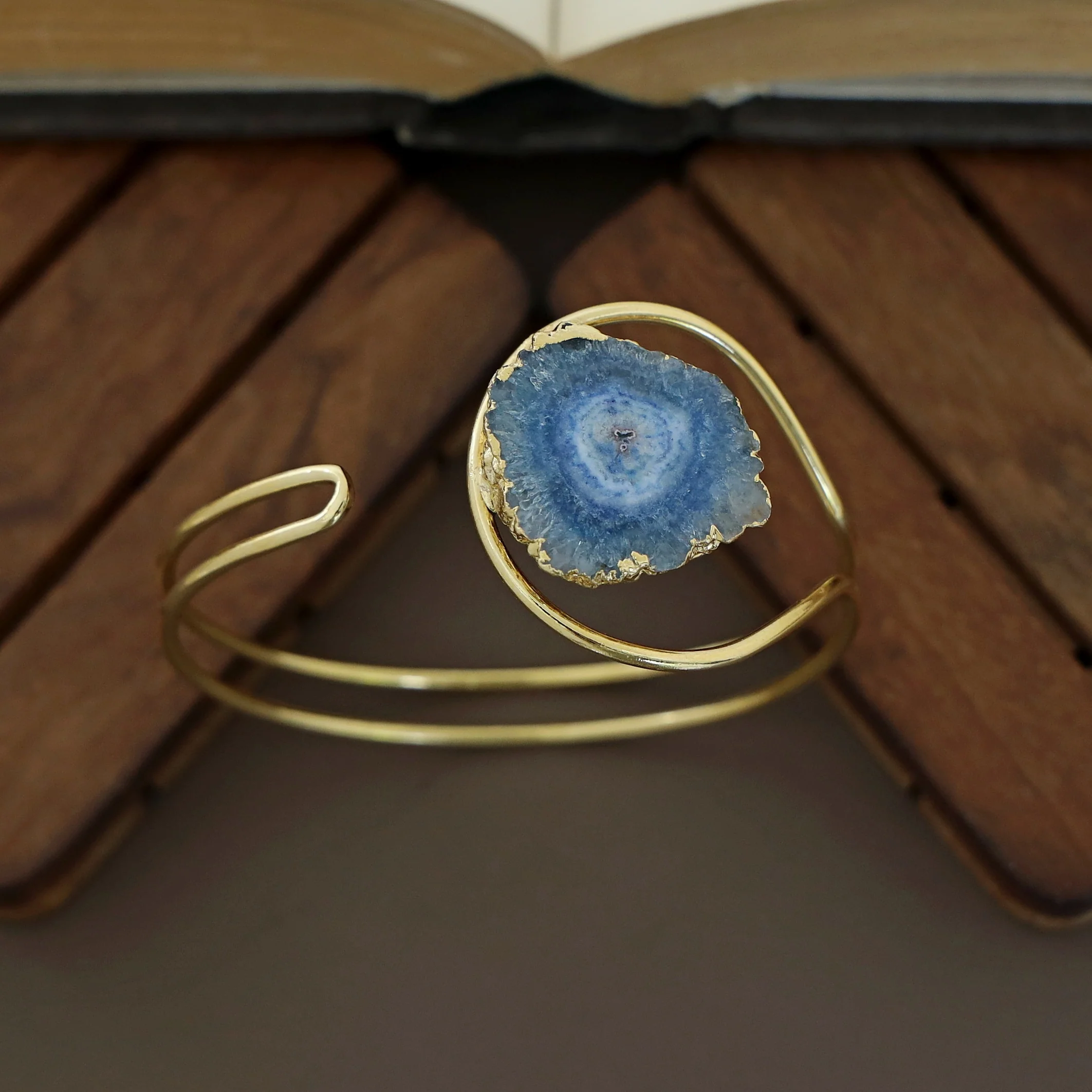 Clarita Electro Plated Agate Stone Bangle - Image 3