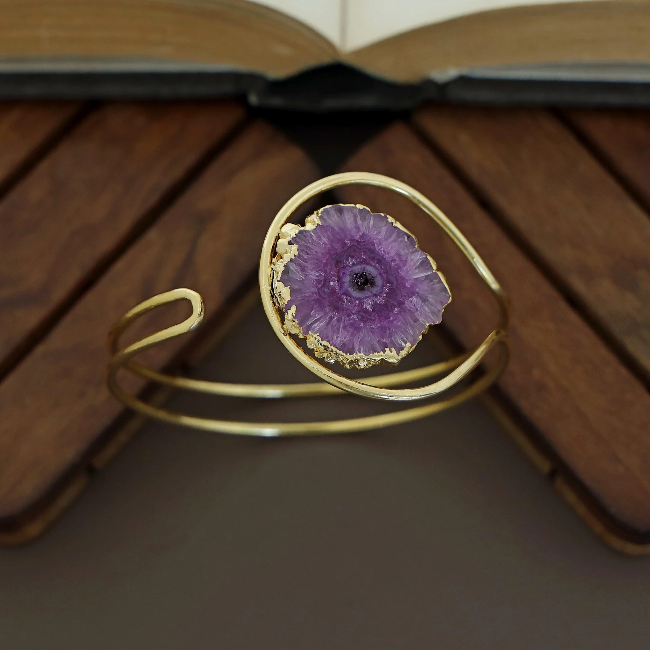 Clarita Electro Plated Agate Stone Bangle - Image 5