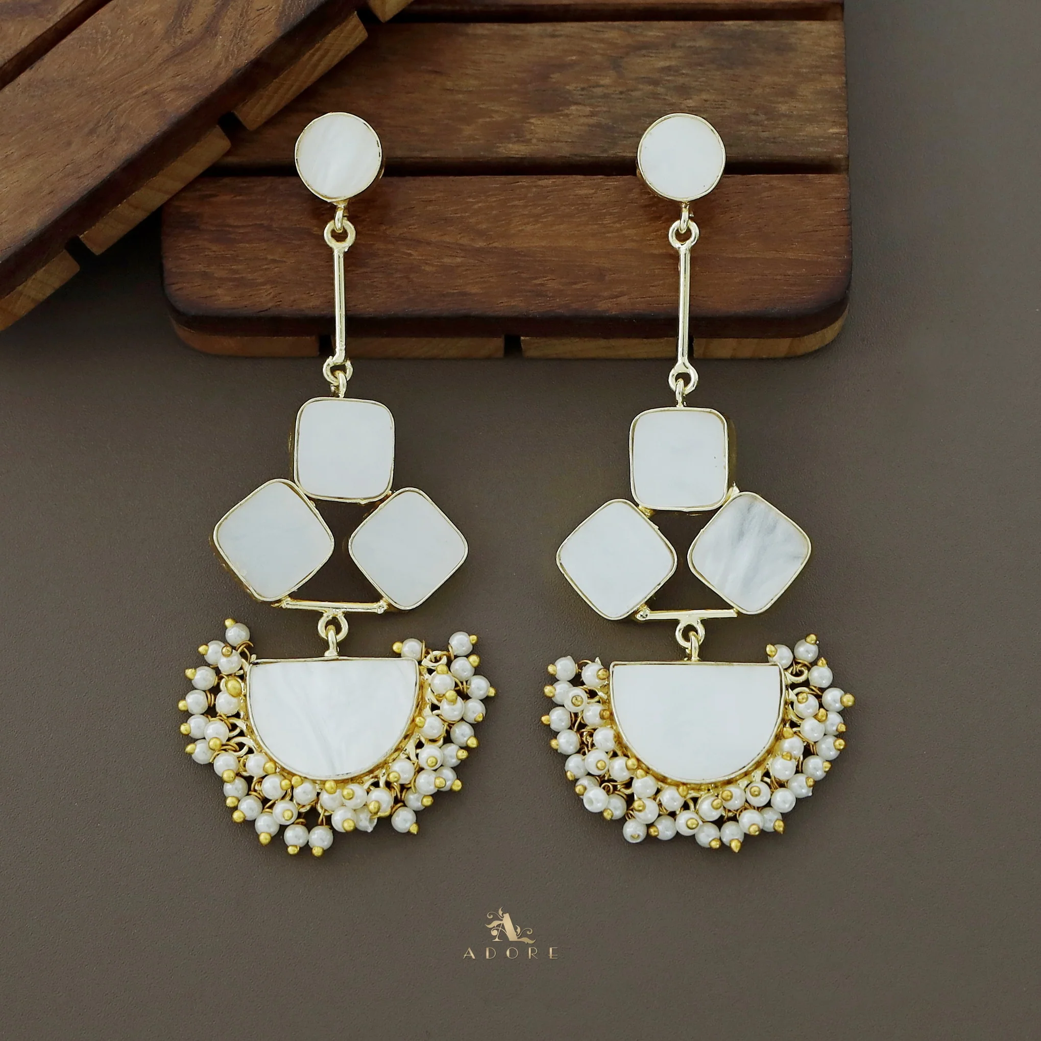 Classy Pendulum MOP Earring (Colour Options) - Image 2