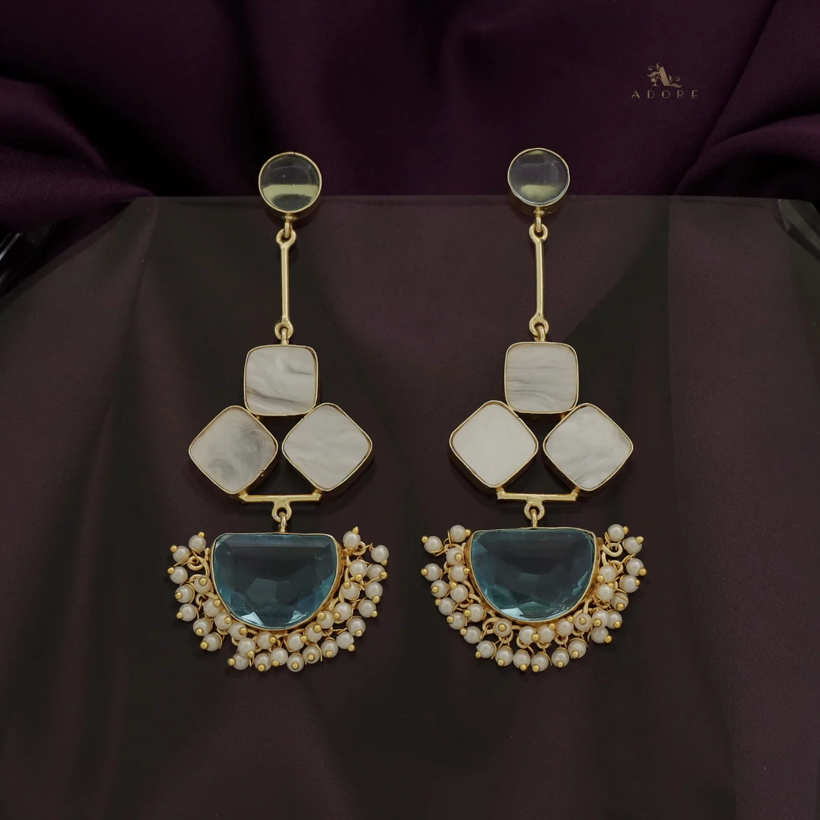 Classy Pendulum MOP Earring (Colour Options) - Image 30