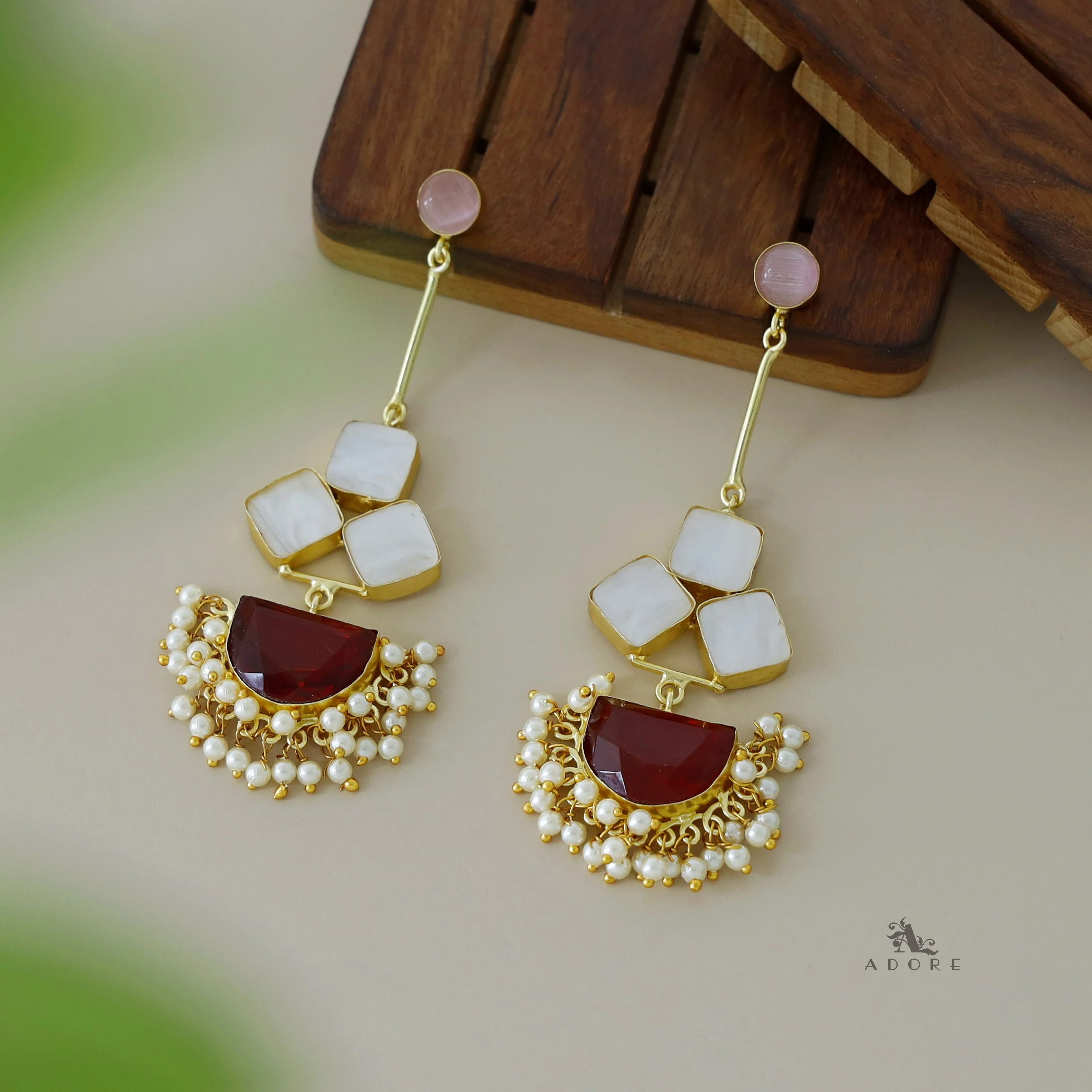 Classy Pendulum MOP Earring (Colour Options) - Image 43