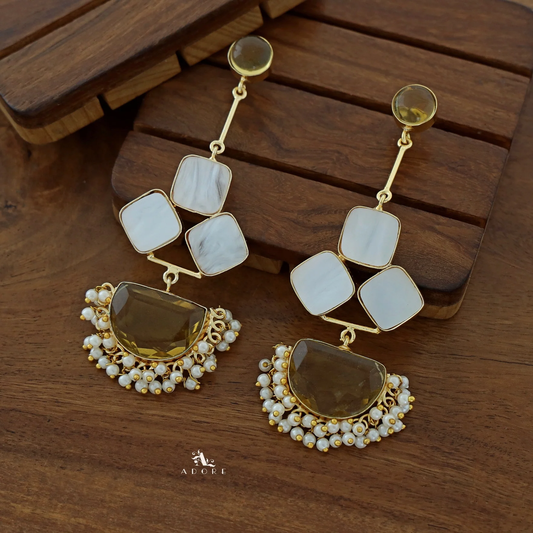 Classy Pendulum MOP Earring (Colour Options) - Image 50