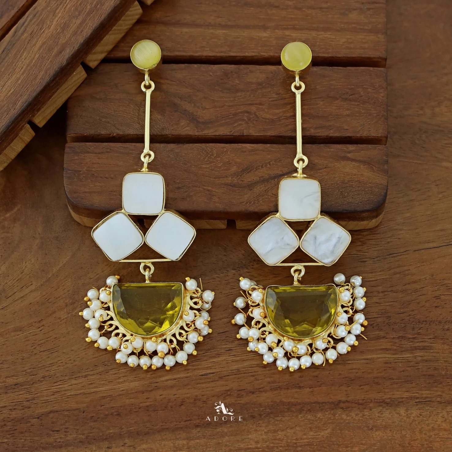 Classy Pendulum MOP Earring (Colour Options) - Image 52