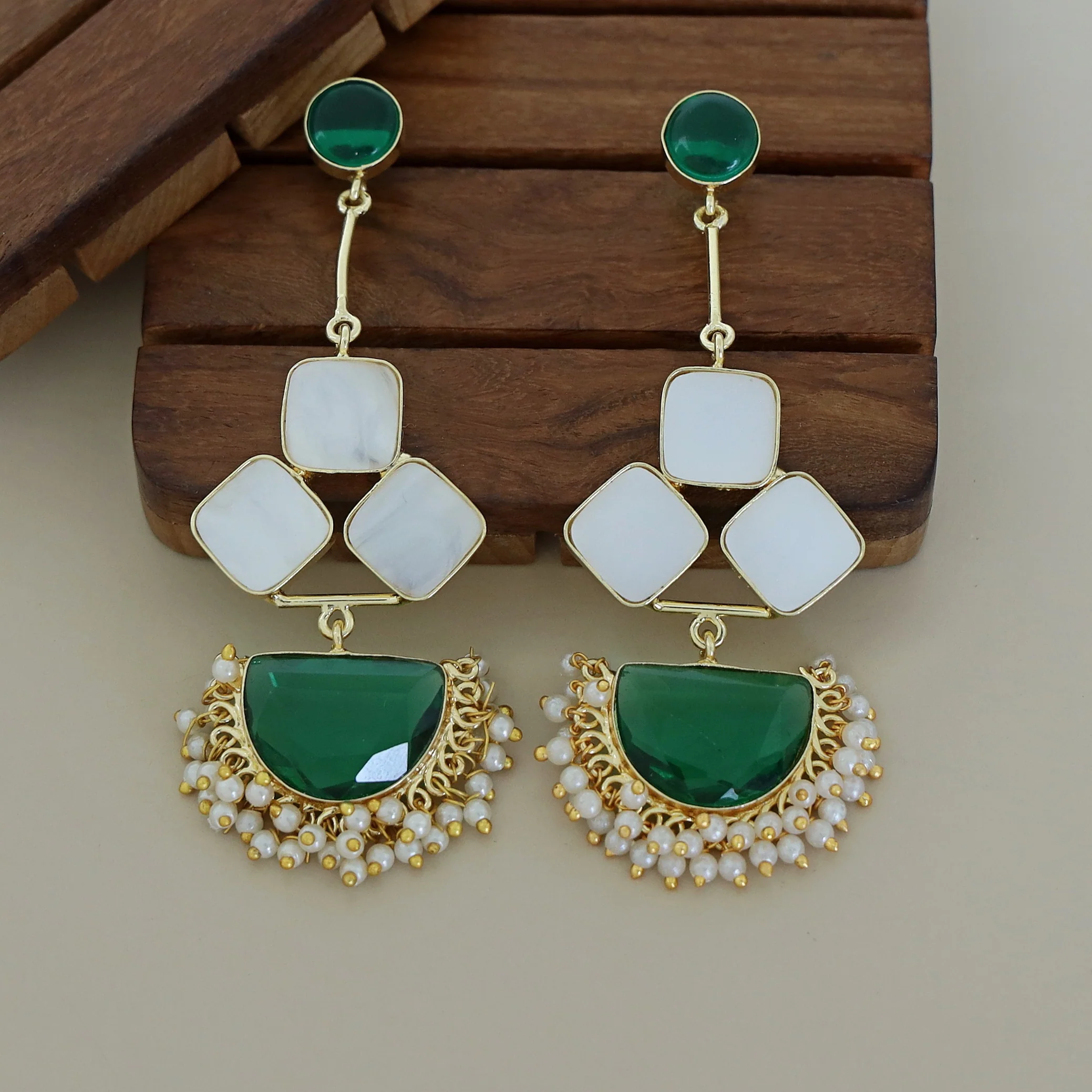 Classy Pendulum MOP Earring (Colour Options) - Image 54