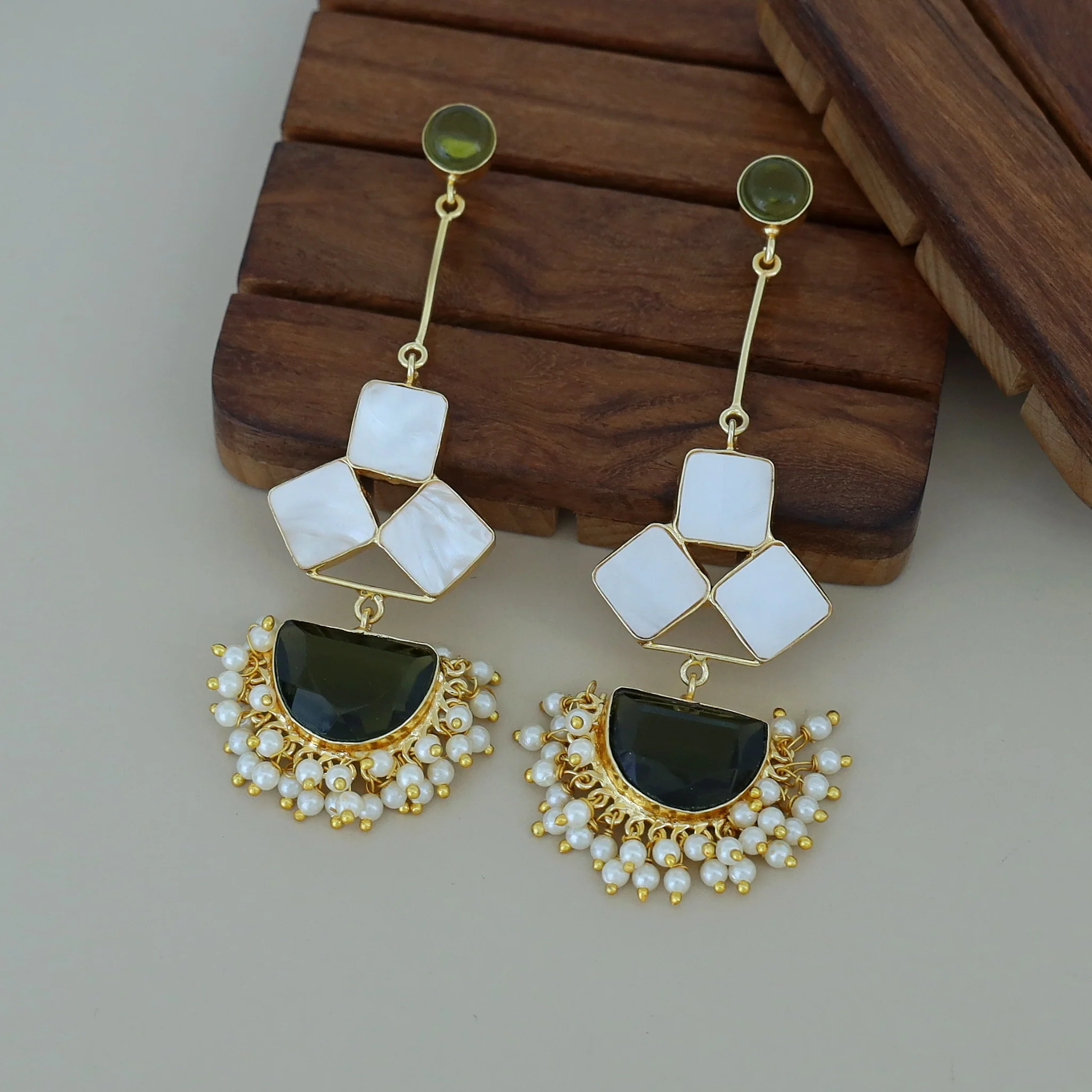 Classy Pendulum MOP Earring (Colour Options) - Image 55