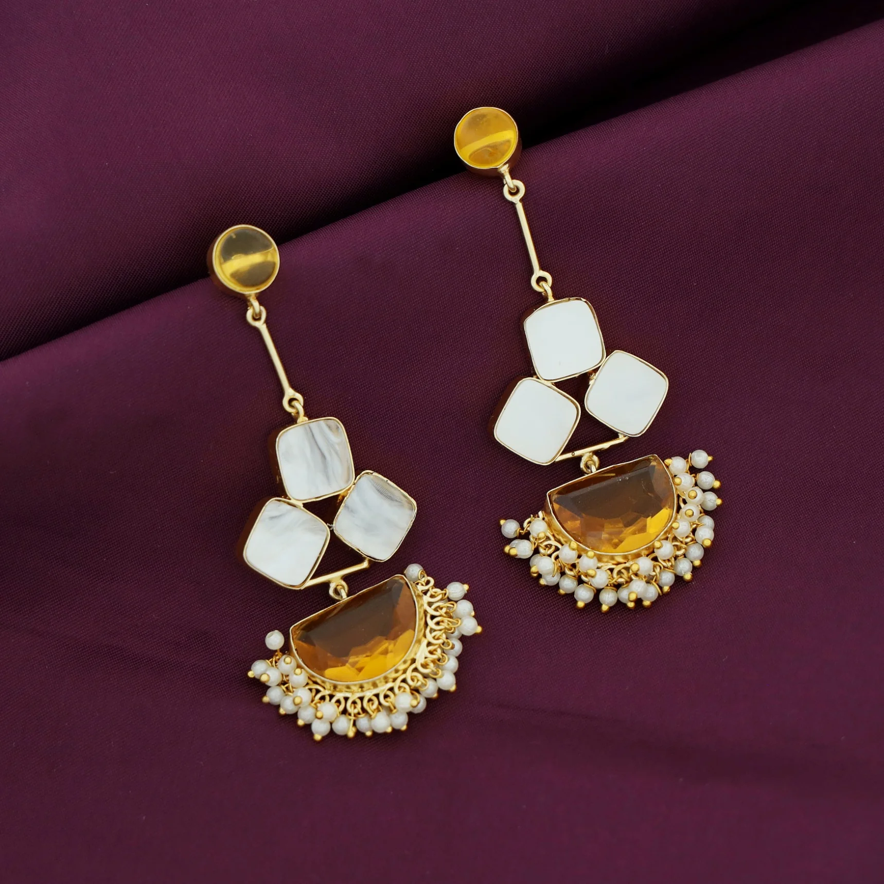 Classy Pendulum MOP Earring (Colour Options) - Image 57