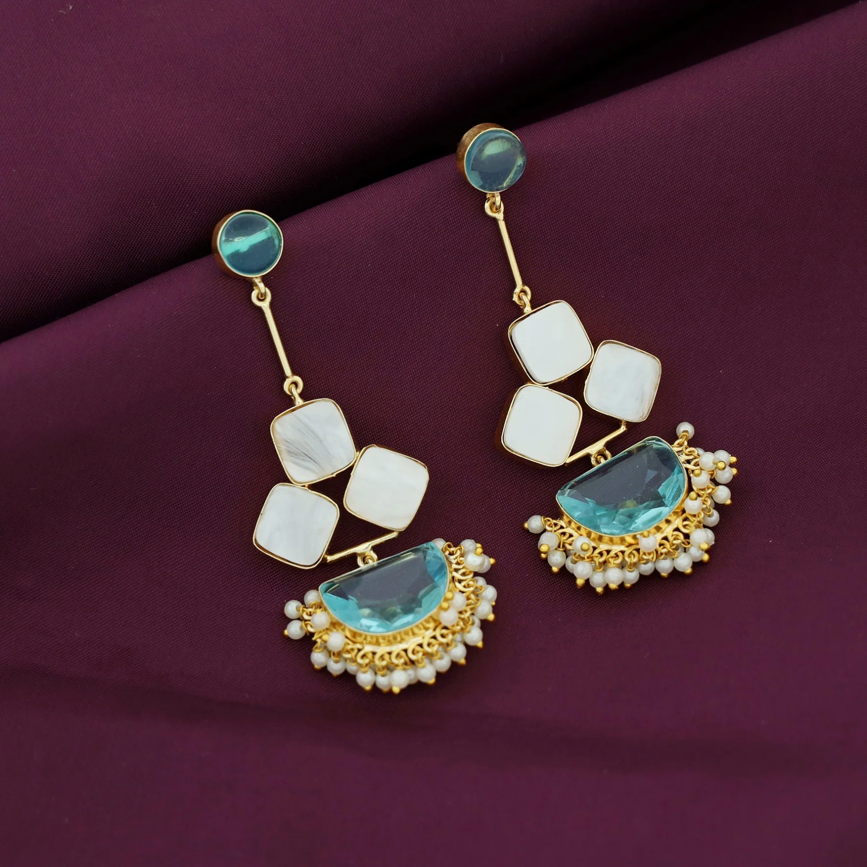 Classy Pendulum MOP Earring (Colour Options) - Image 58