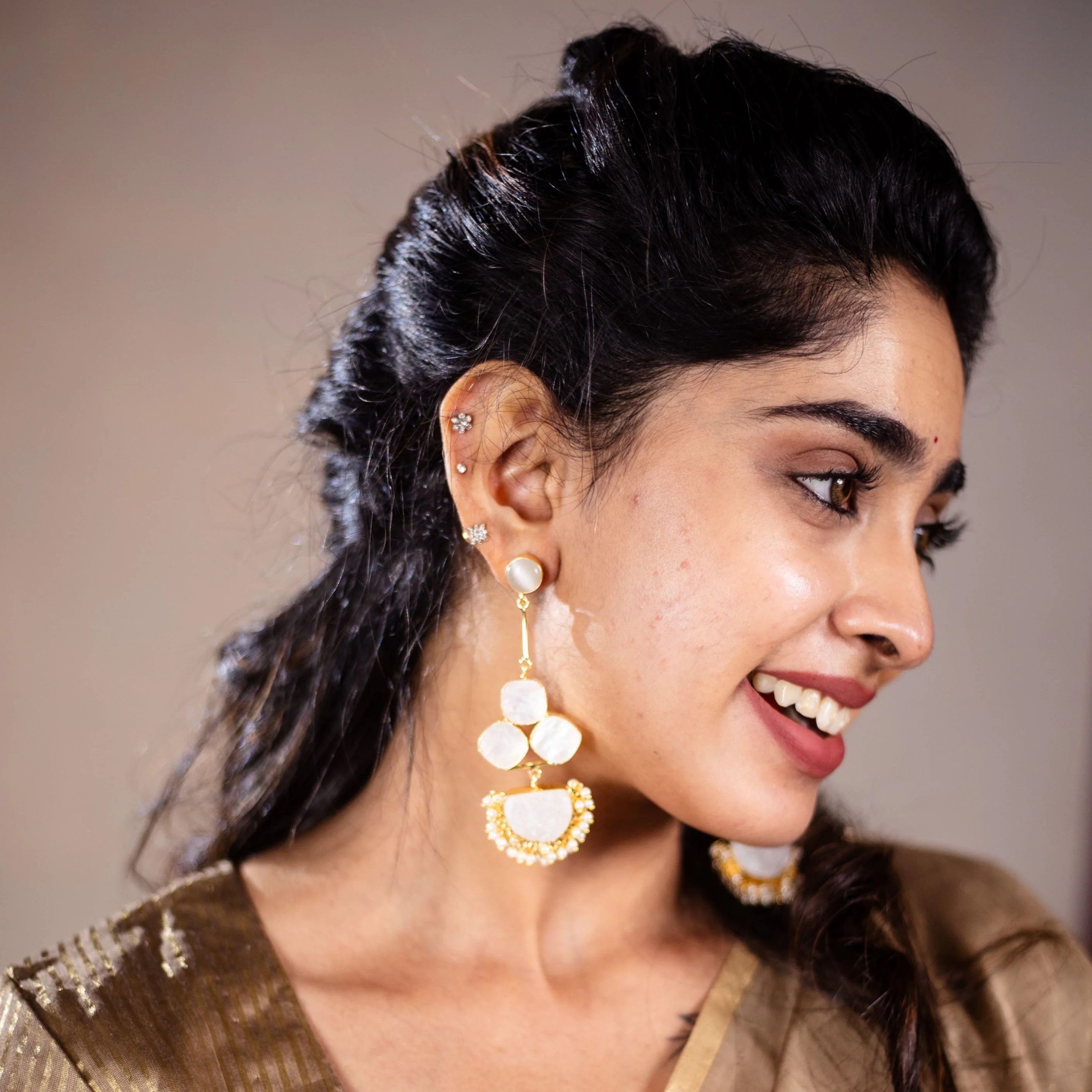 Classy Pendulum MOP Earring (Colour Options) - Image 6