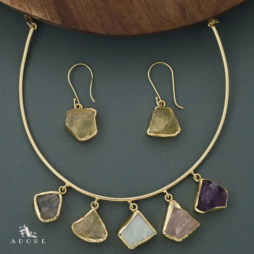 Colby 5 Raw Stone Neck Cuff With Drop - Image 10