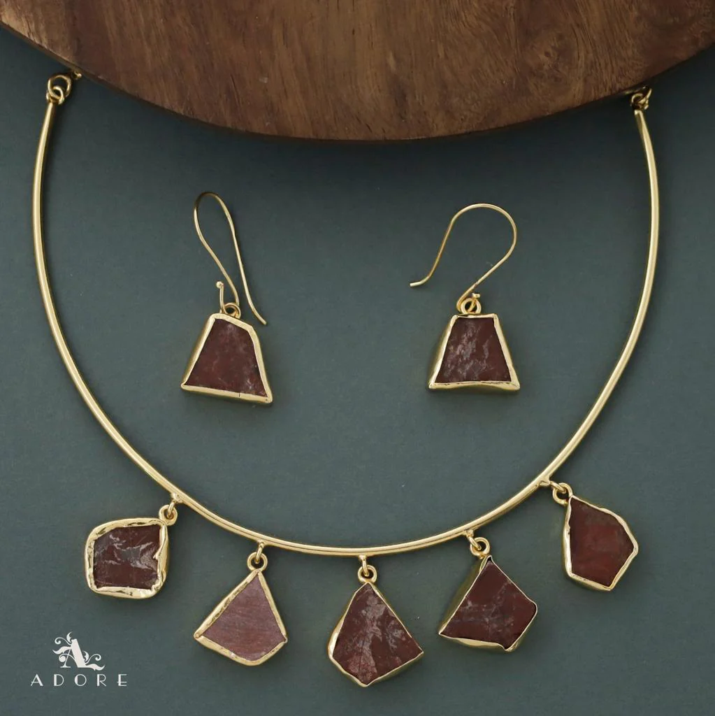 Colby 5 Raw Stone Neck Cuff With Drop - Image 13