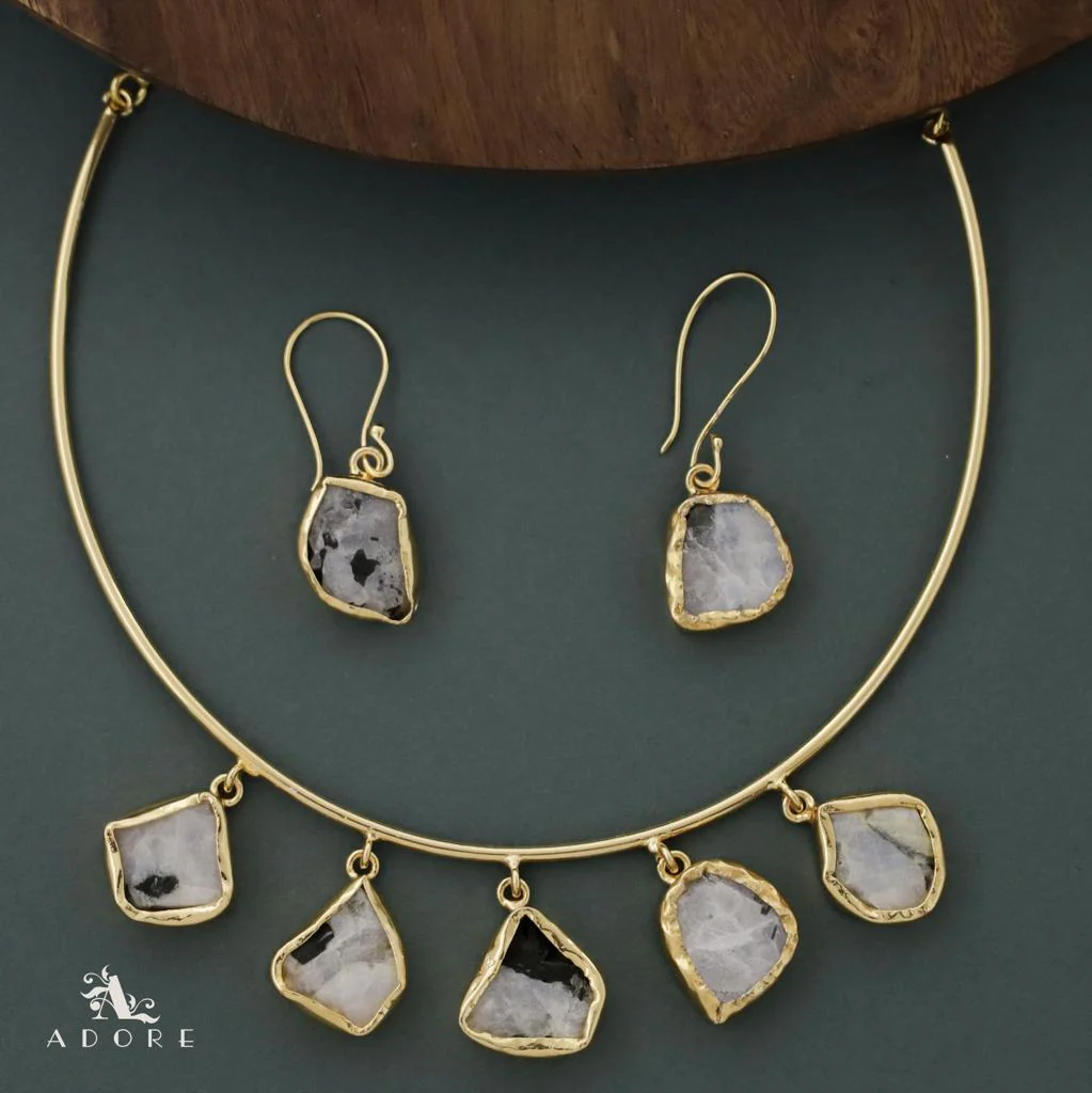 Colby 5 Raw Stone Neck Cuff With Drop - Image 14