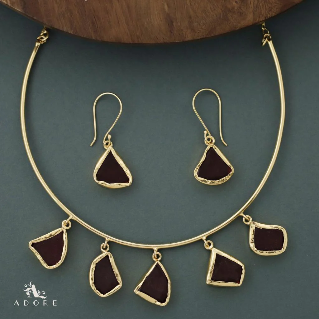 Colby 5 Raw Stone Neck Cuff With Drop - Image 15