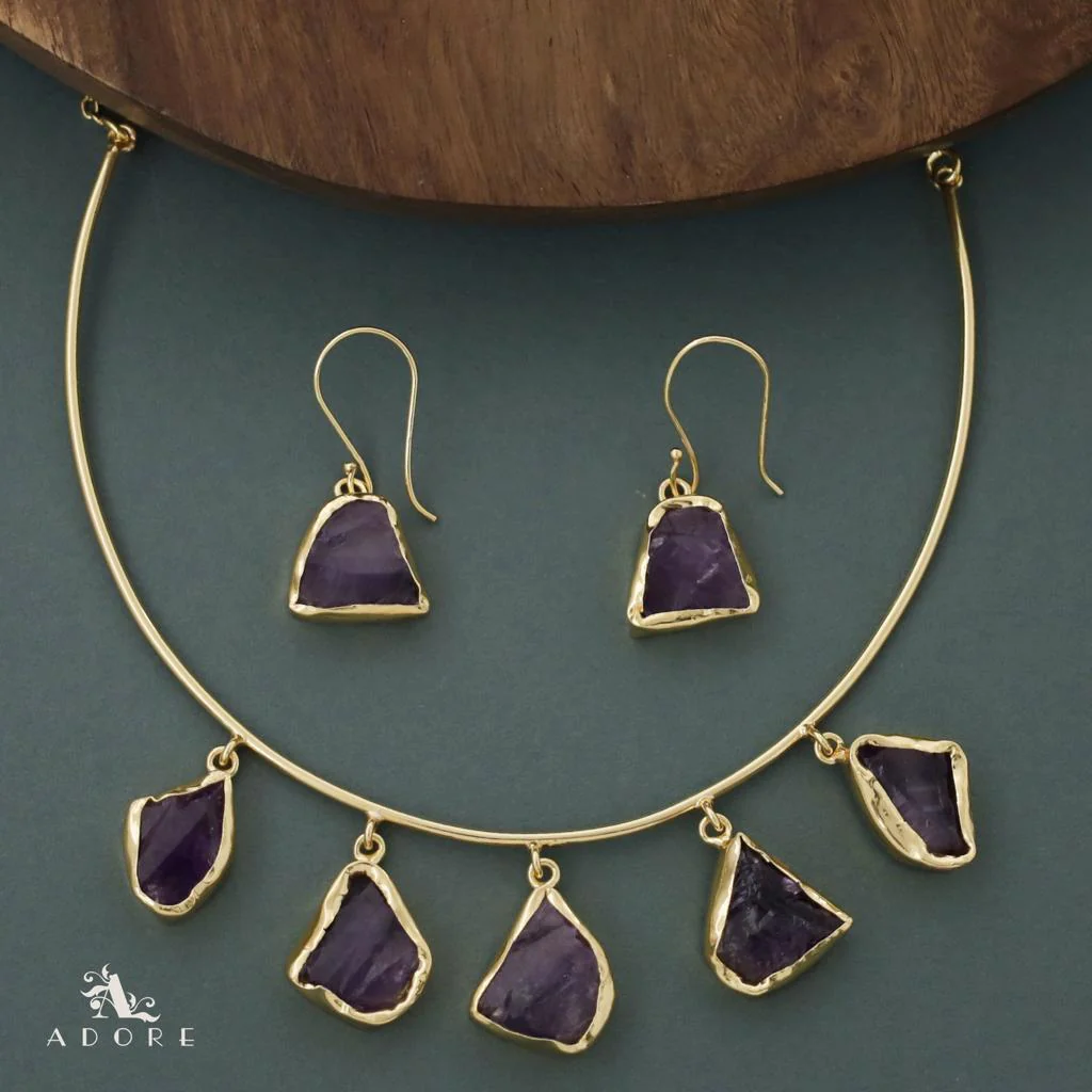 Colby 5 Raw Stone Neck Cuff With Drop - Image 16
