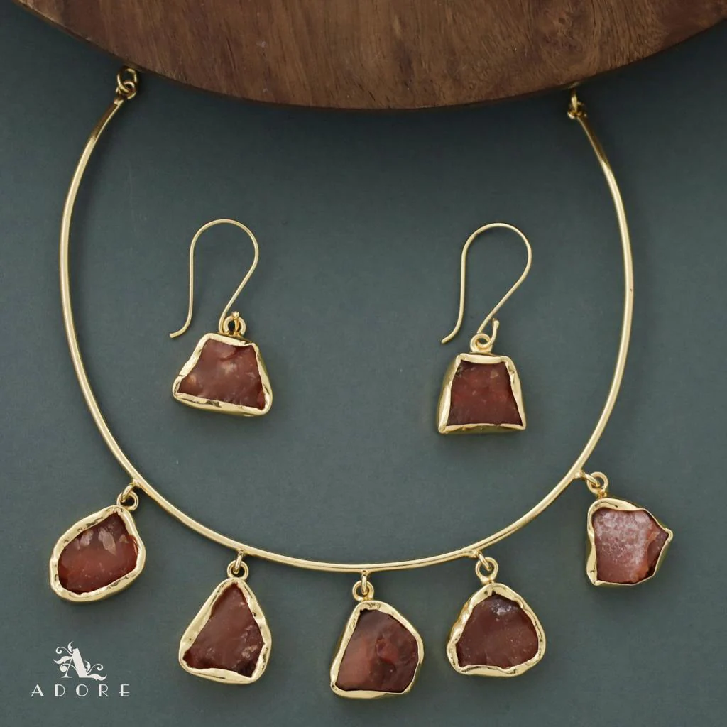Colby 5 Raw Stone Neck Cuff With Drop - Image 19
