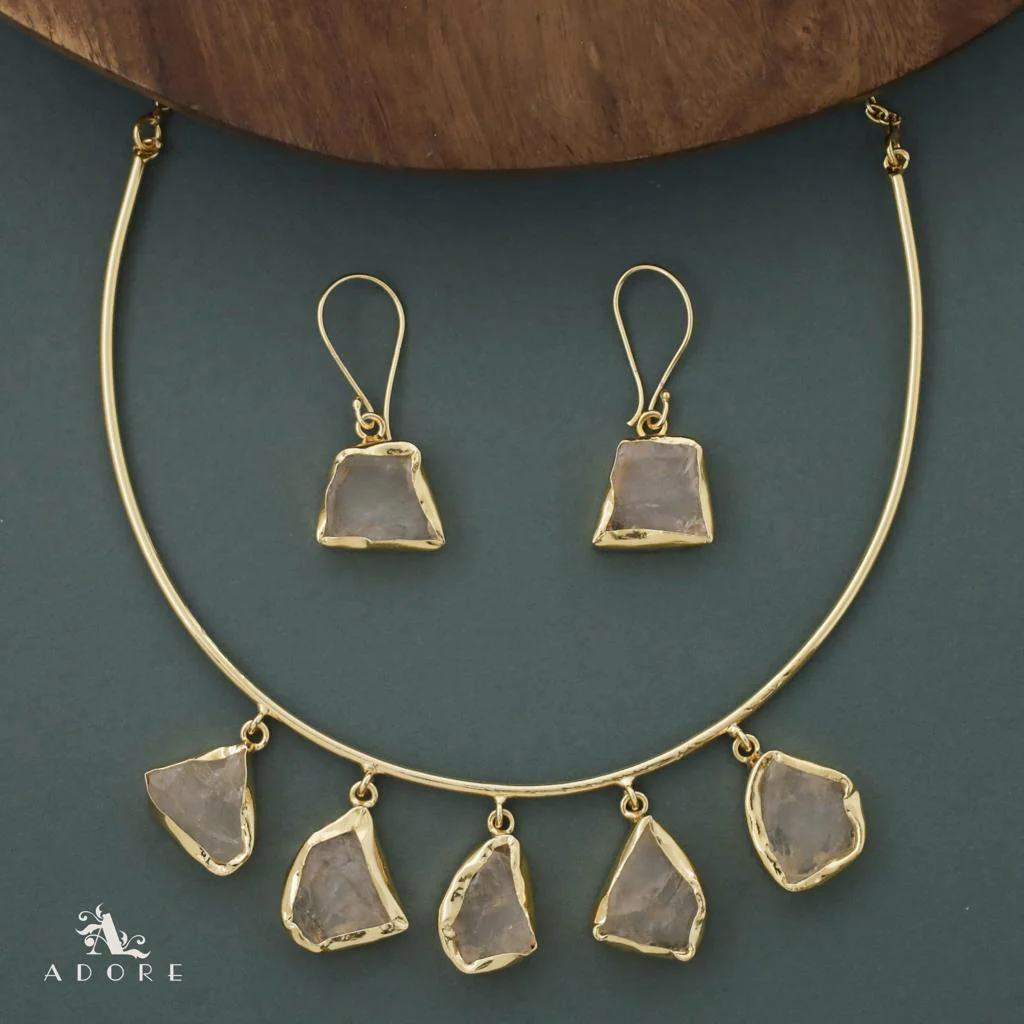Colby 5 Raw Stone Neck Cuff With Drop - Image 4