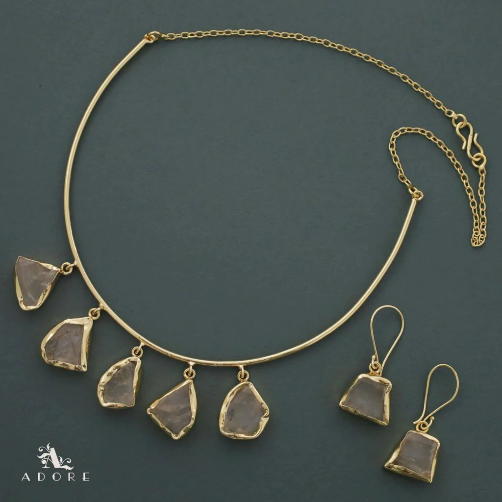 Colby 5 Raw Stone Neck Cuff With Drop - Image 6