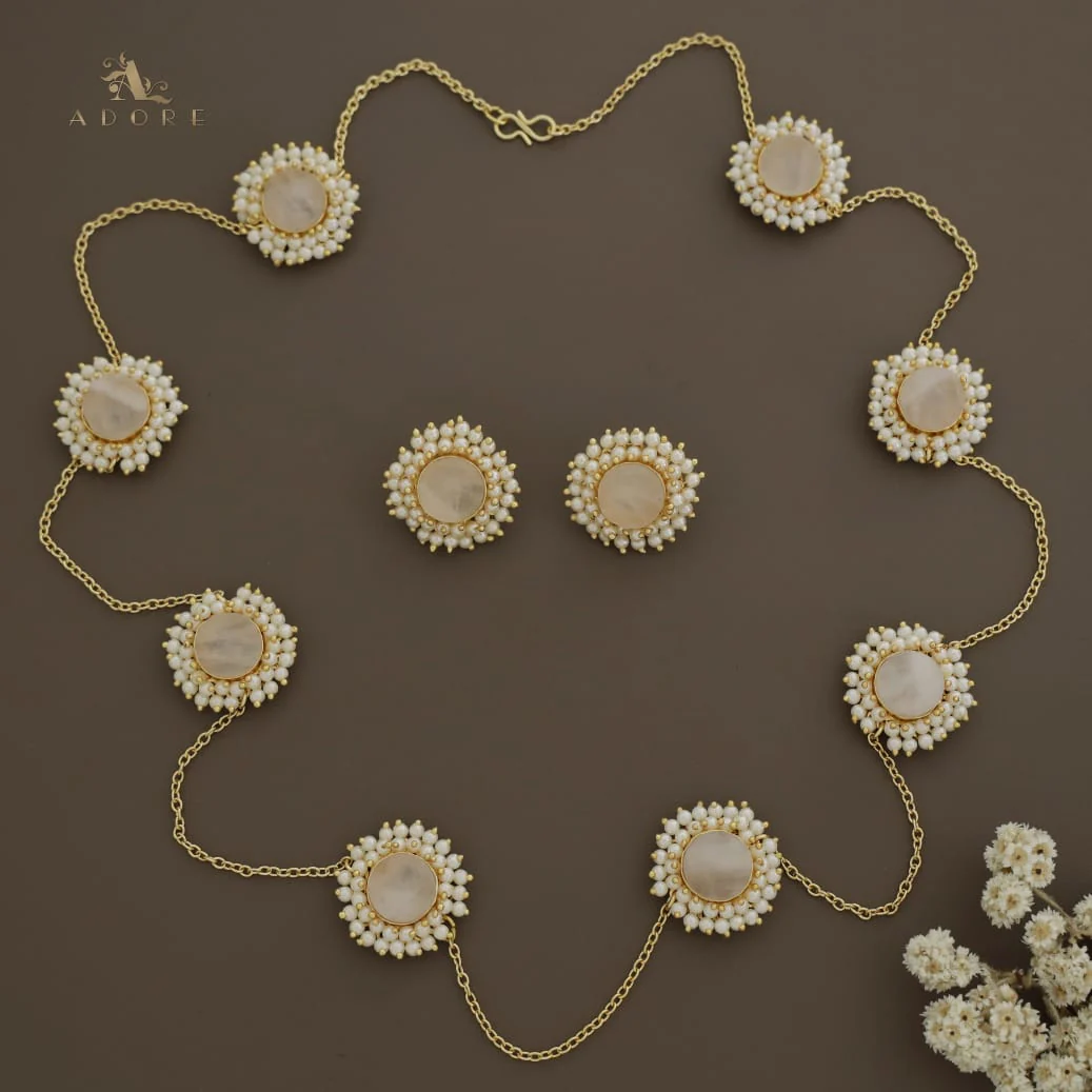 8 Stone Raw Stone Neckpiece with Earring - Image 14