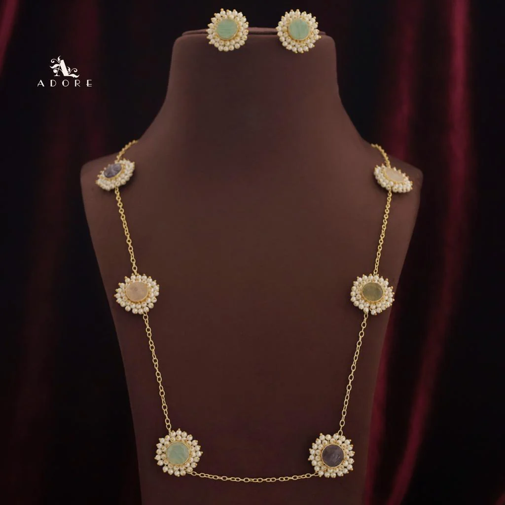 8 Stone Raw Stone Neckpiece with Earring - Image 15