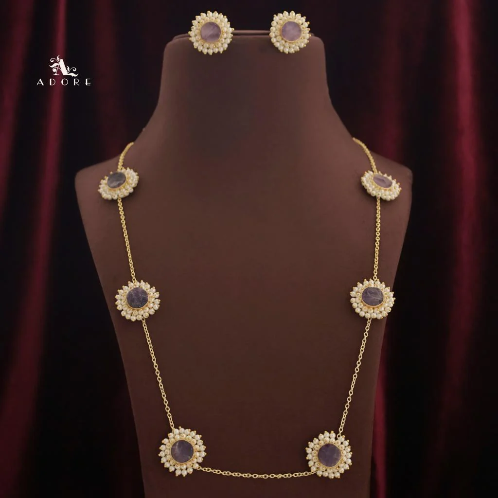 8 Stone Raw Stone Neckpiece with Earring - Image 17