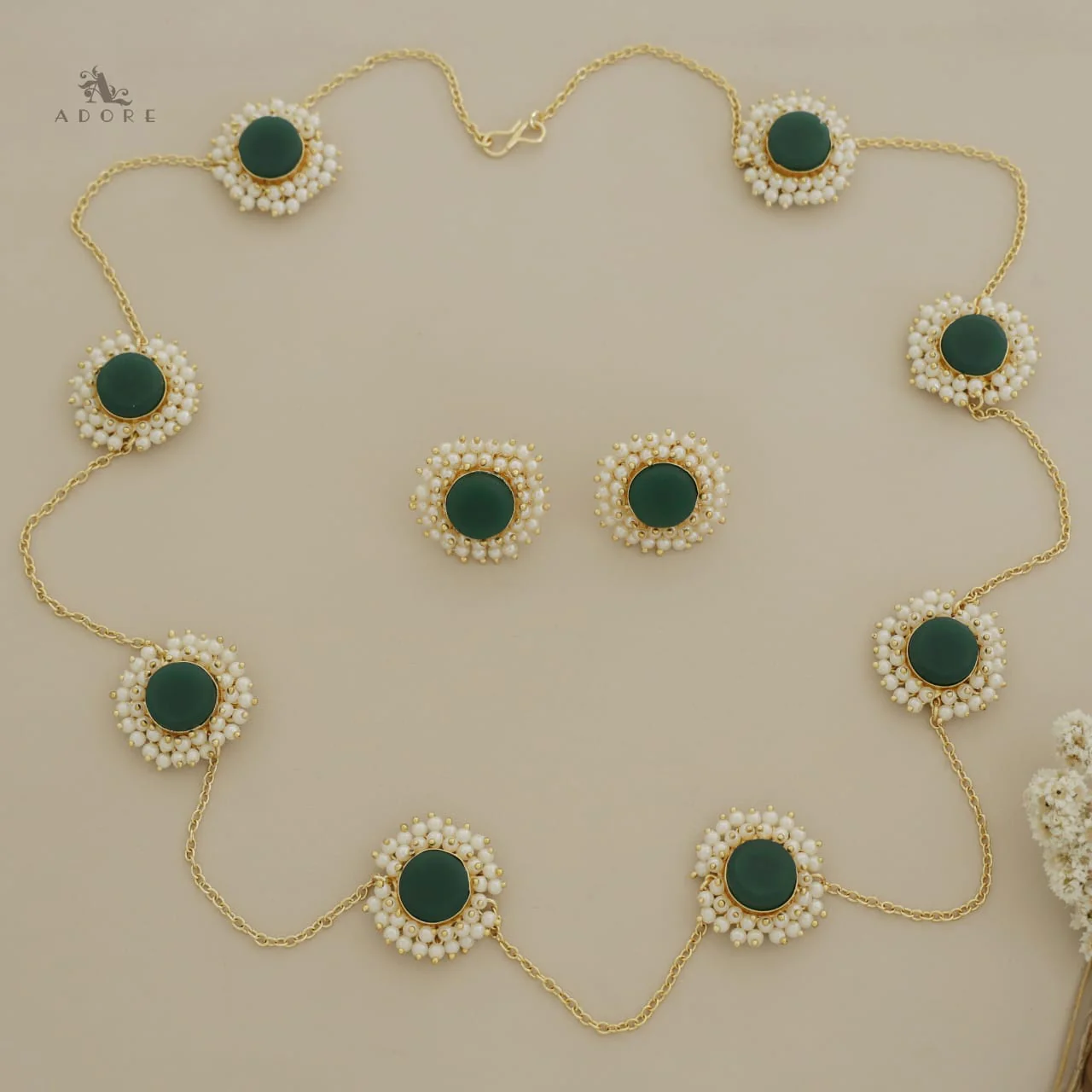 8 Stone Raw Stone Neckpiece with Earring - Image 19