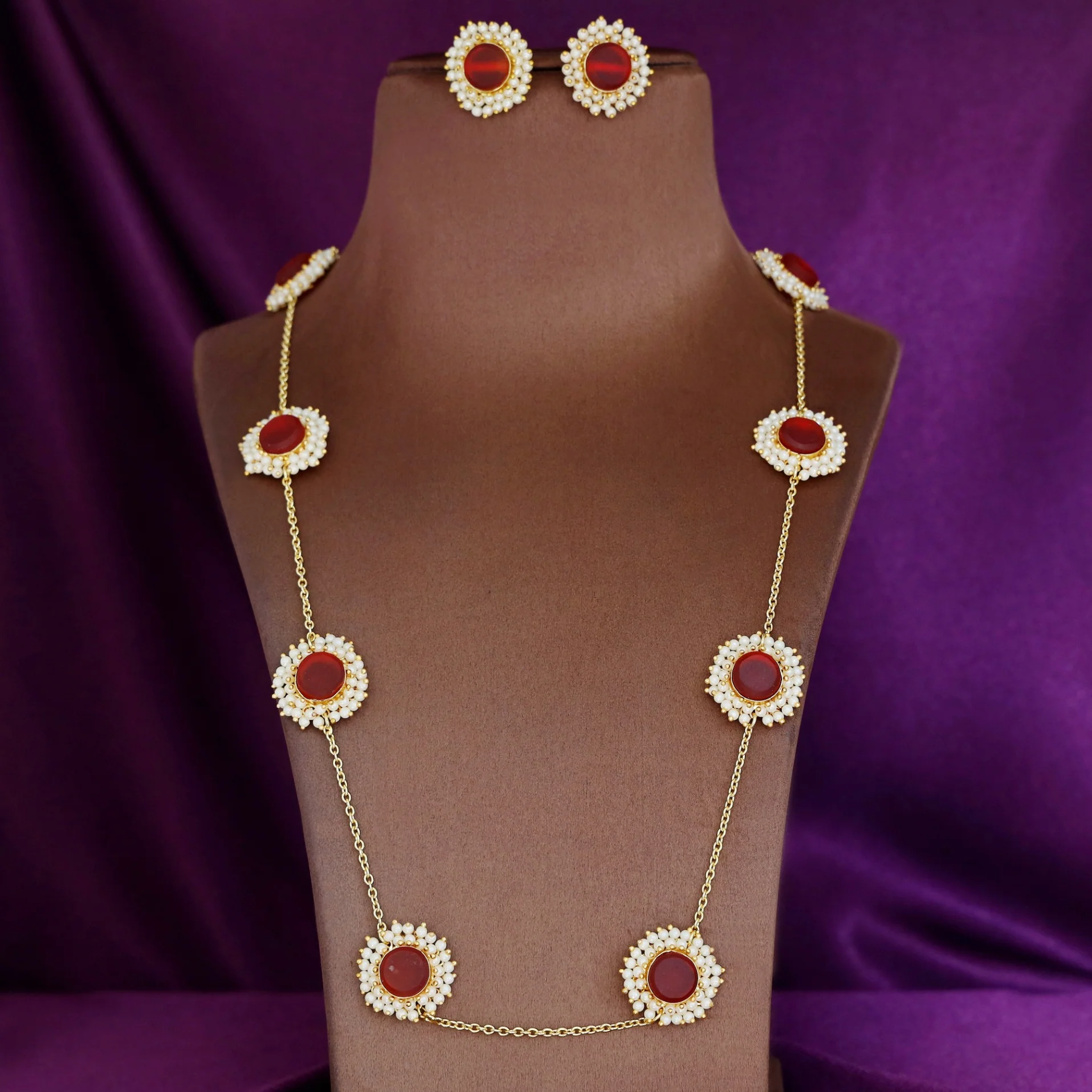 8 Stone Raw Stone Neckpiece with Earring - Image 27
