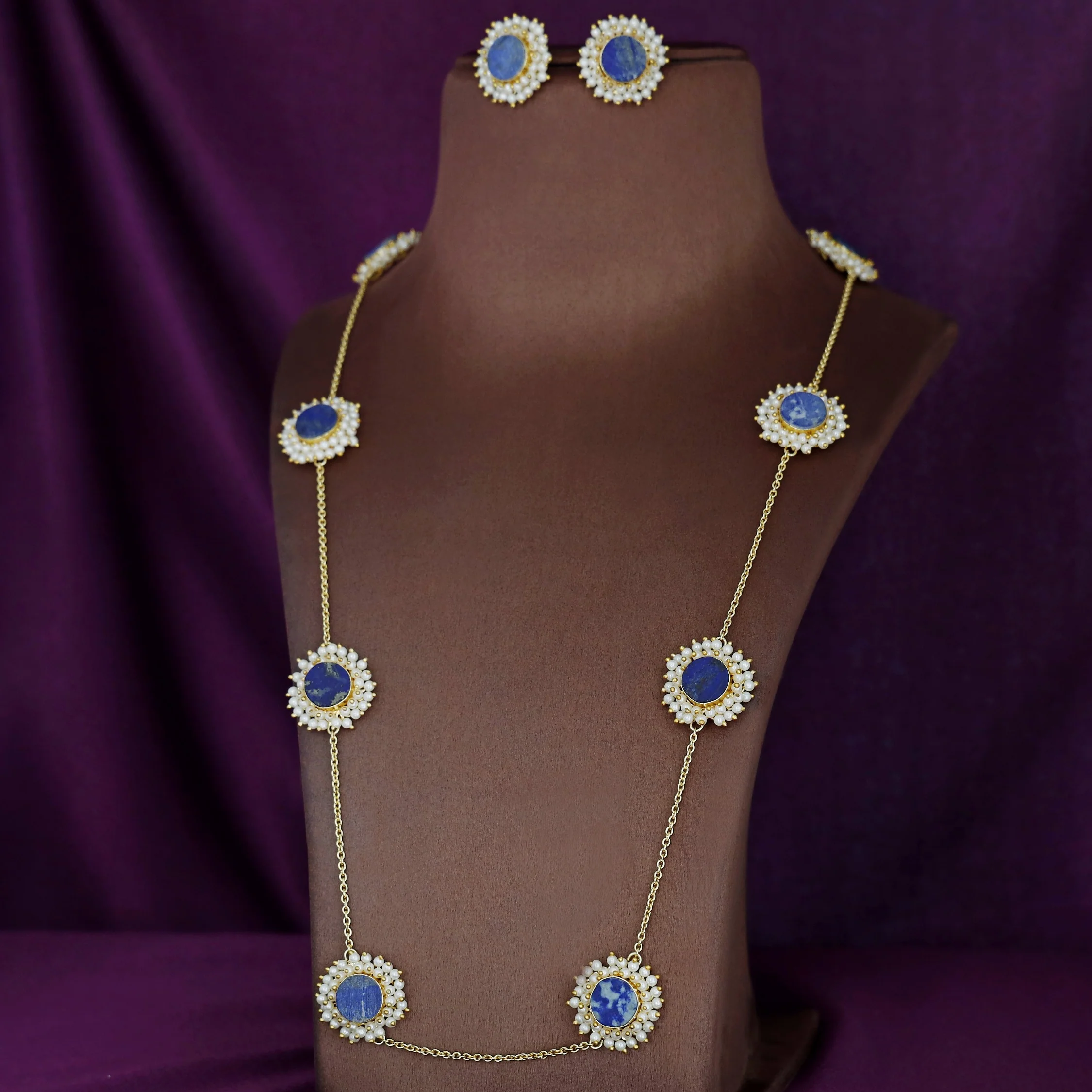 8 Stone Raw Stone Neckpiece with Earring - Image 30