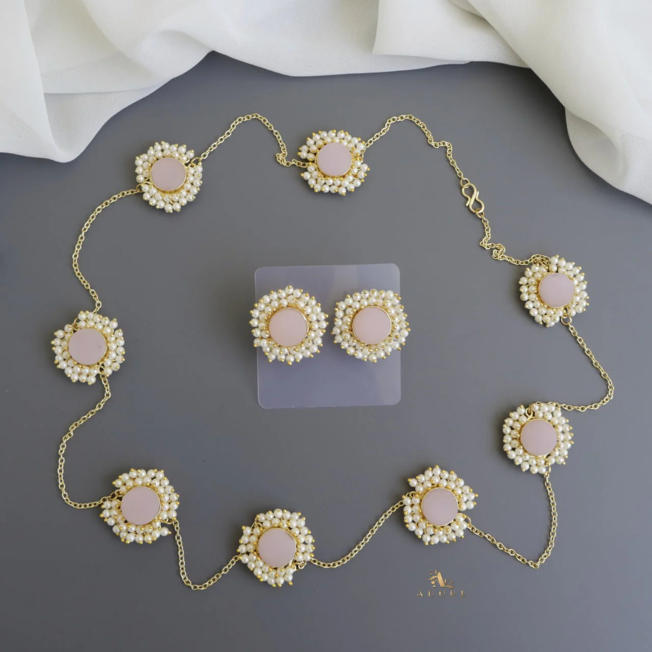 8 Stone Raw Stone Neckpiece with Earring - Image 7
