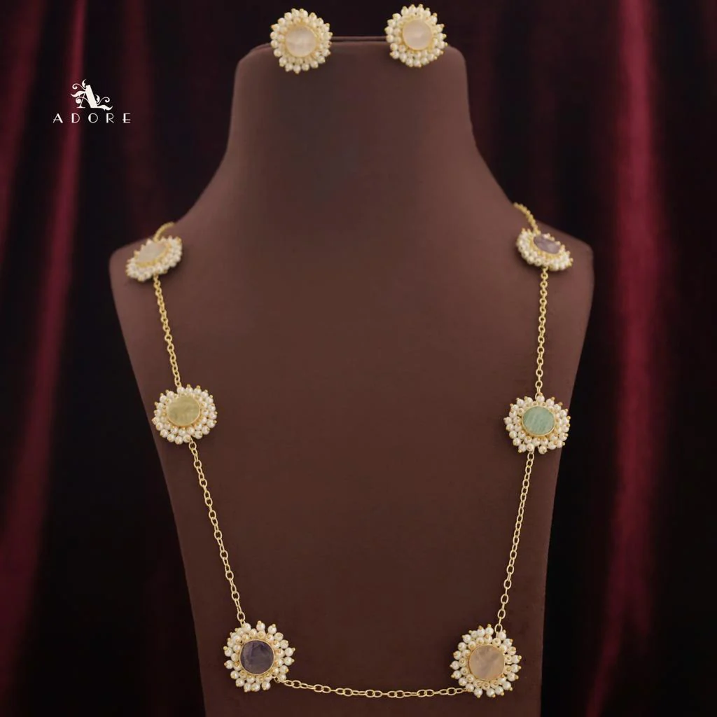 8 Stone Raw Stone Neckpiece with Earring - Image 8