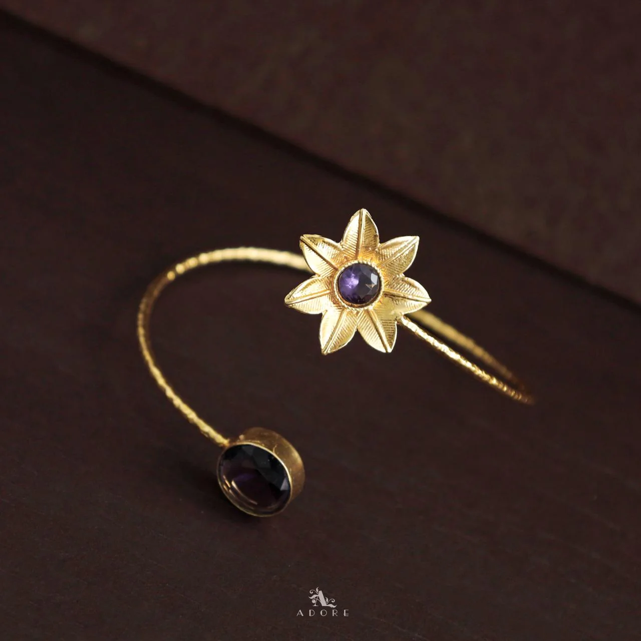 Aleka Glossy Flower Hammered Bangle - Image 10