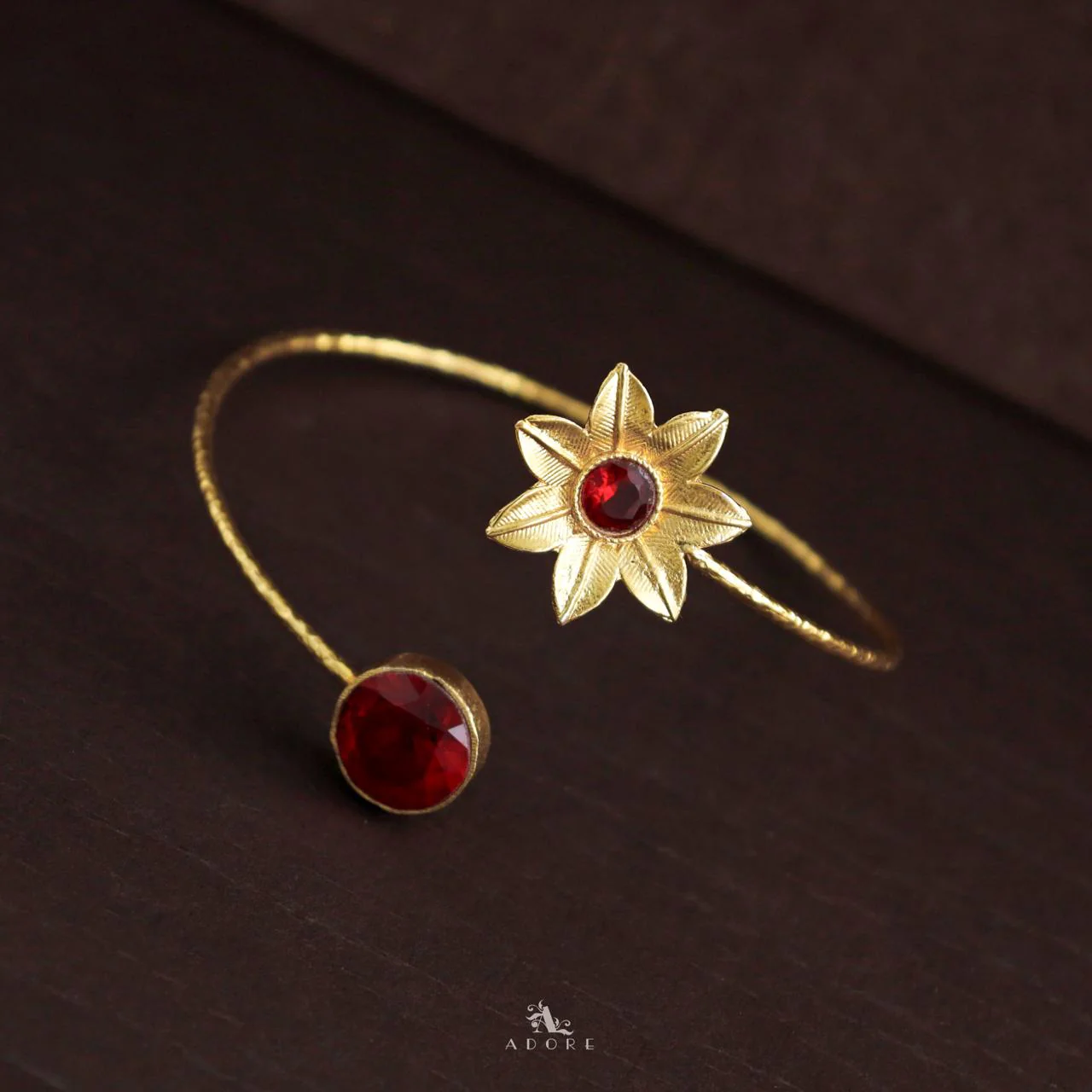 Aleka Glossy Flower Hammered Bangle - Image 11