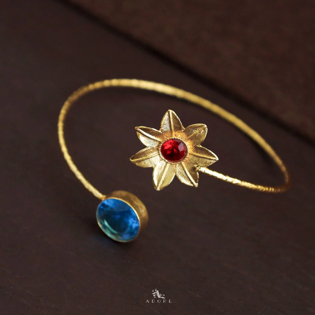 Aleka Glossy Flower Hammered Bangle - Image 12