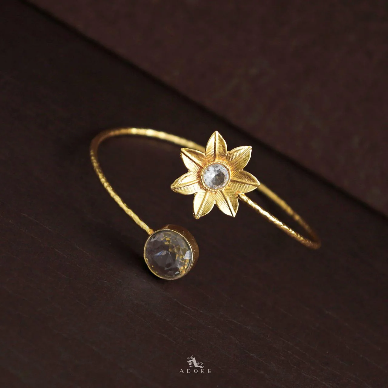 Aleka Glossy Flower Hammered Bangle - Image 6