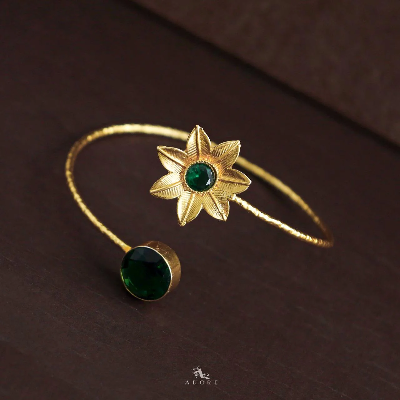 Aleka Glossy Flower Hammered Bangle - Image 7