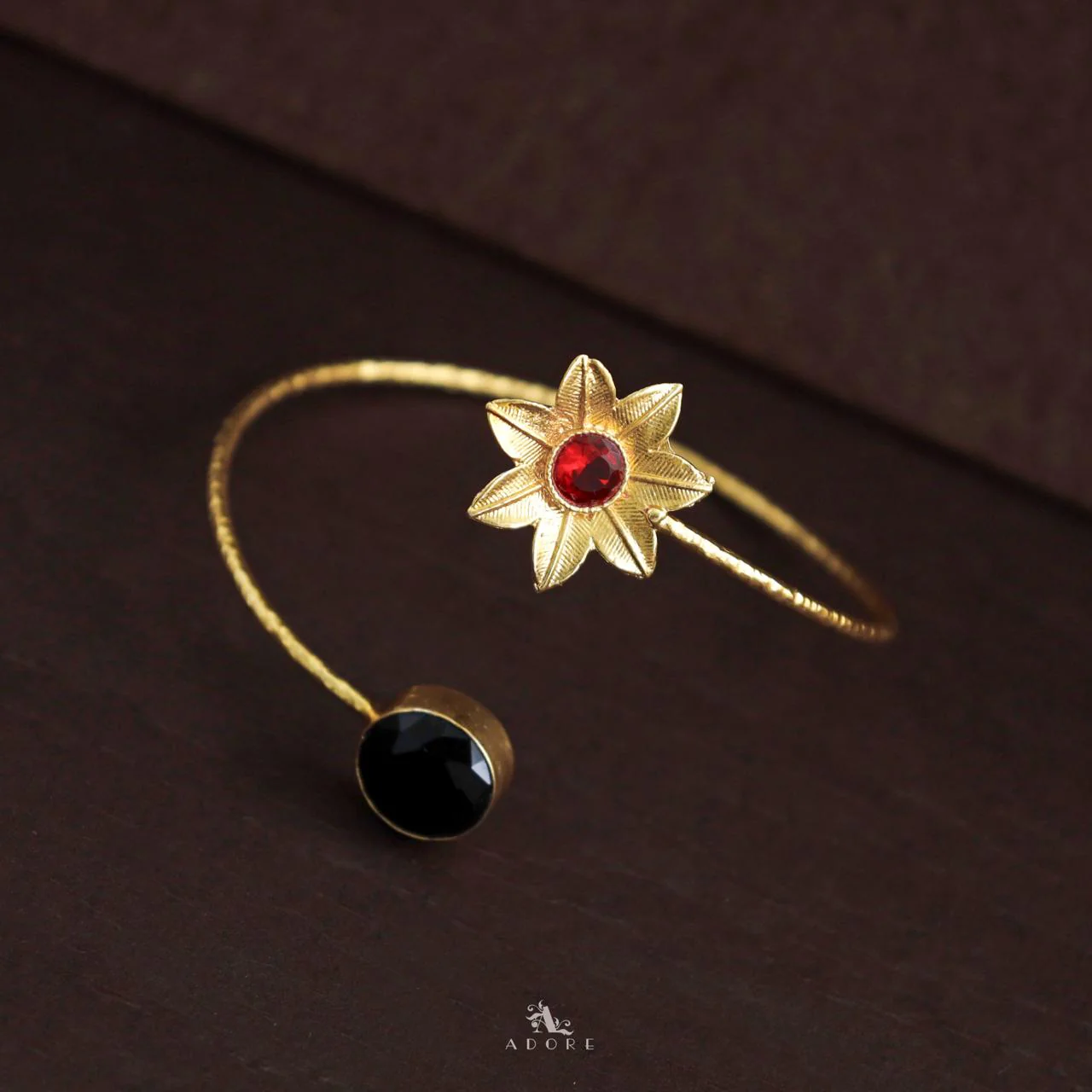Aleka Glossy Flower Hammered Bangle - Image 8