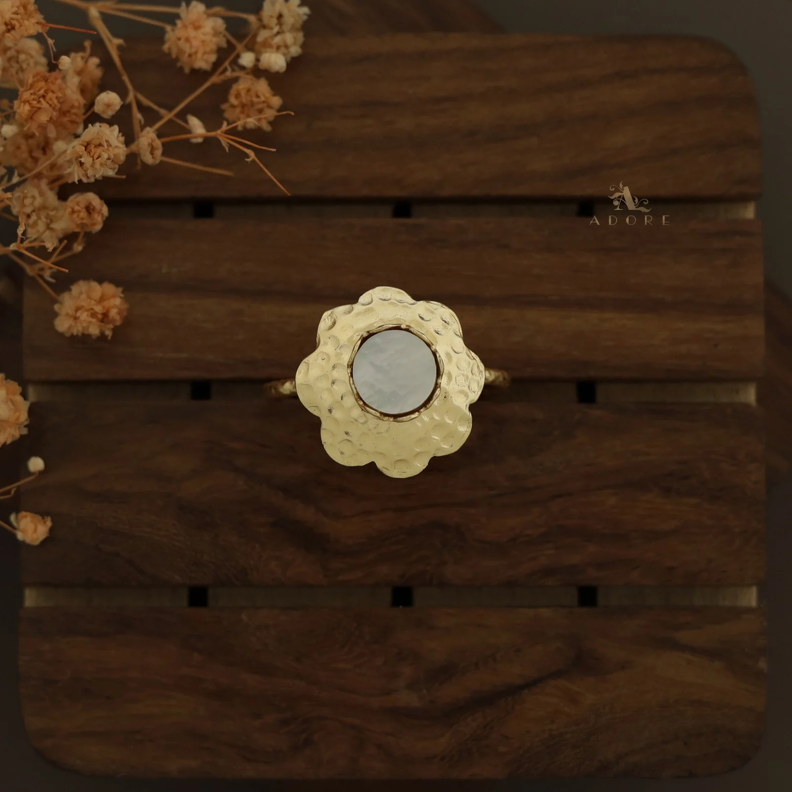 Hammered Flower Textured Ring - Image 7