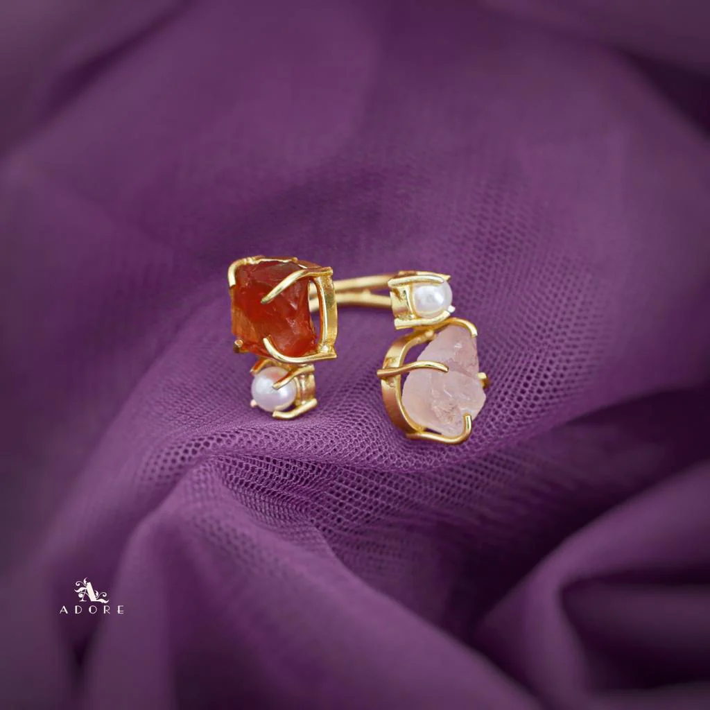 Golden Claw Dual Raw Stone + Pearl Ring - Image 6