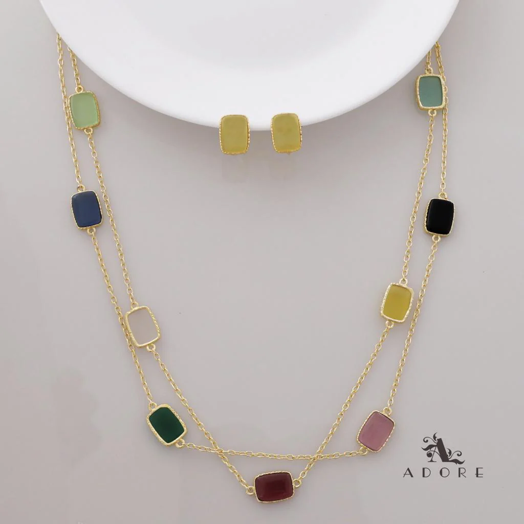 Lajvanti 2 Layer Long Neckpiece With Earring - Image 10