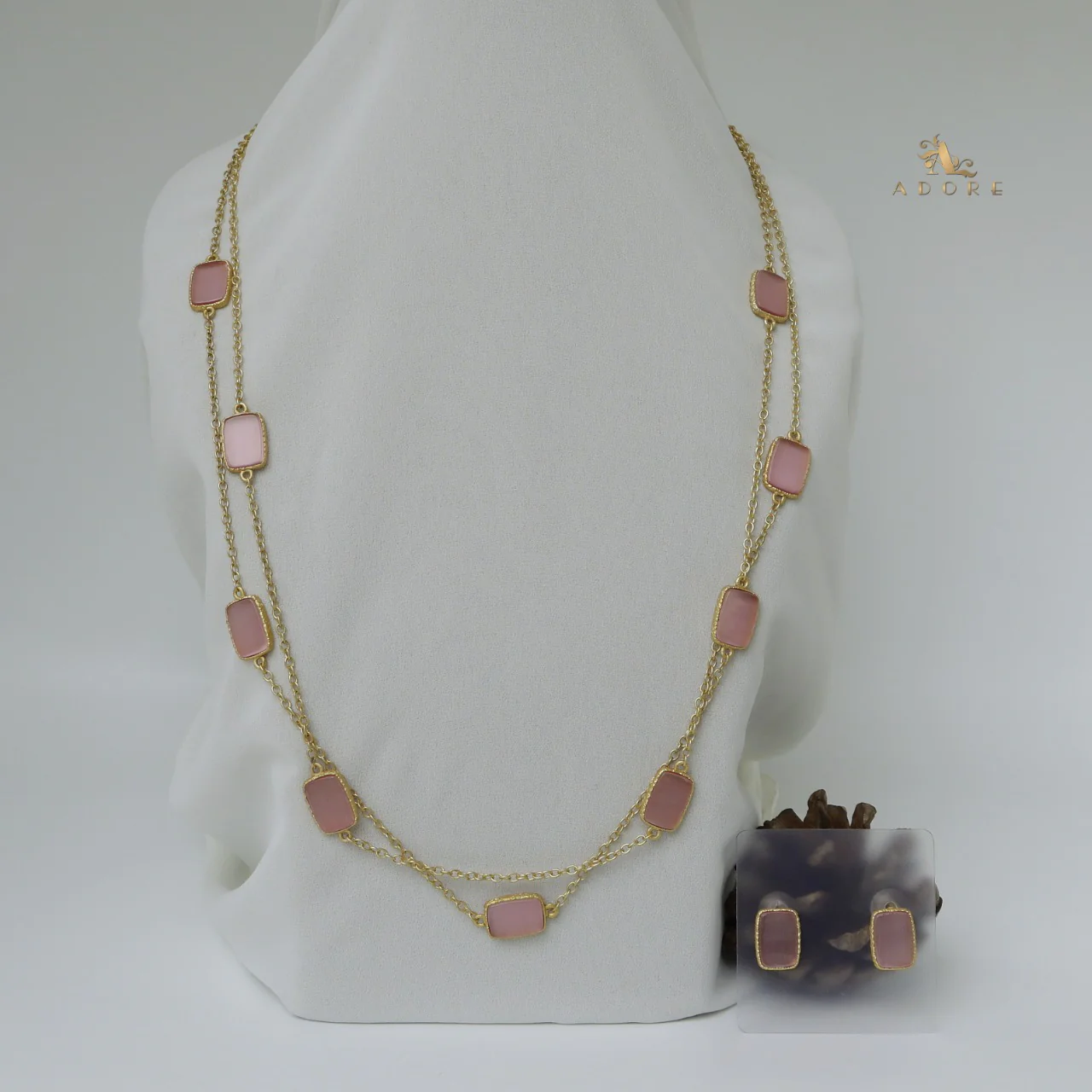 Lajvanti 2 Layer Long Neckpiece With Earring - Image 13