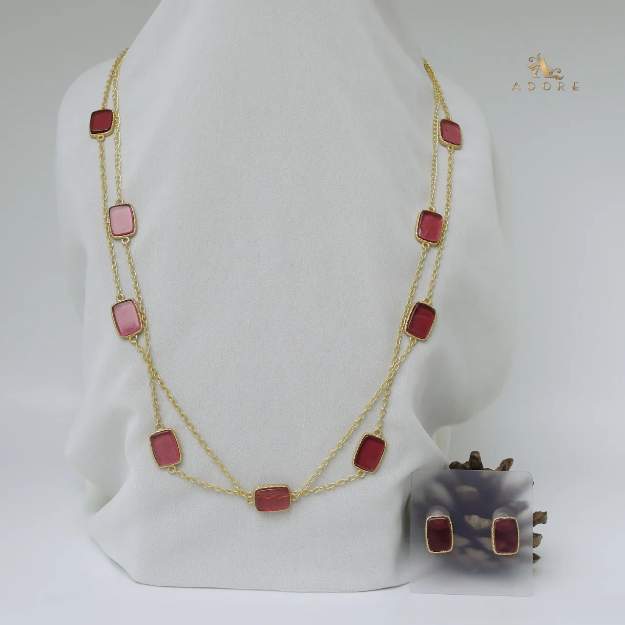 Lajvanti 2 Layer Long Neckpiece With Earring - Image 17