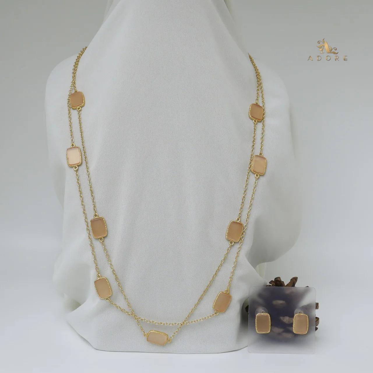 Lajvanti 2 Layer Long Neckpiece With Earring - Image 20