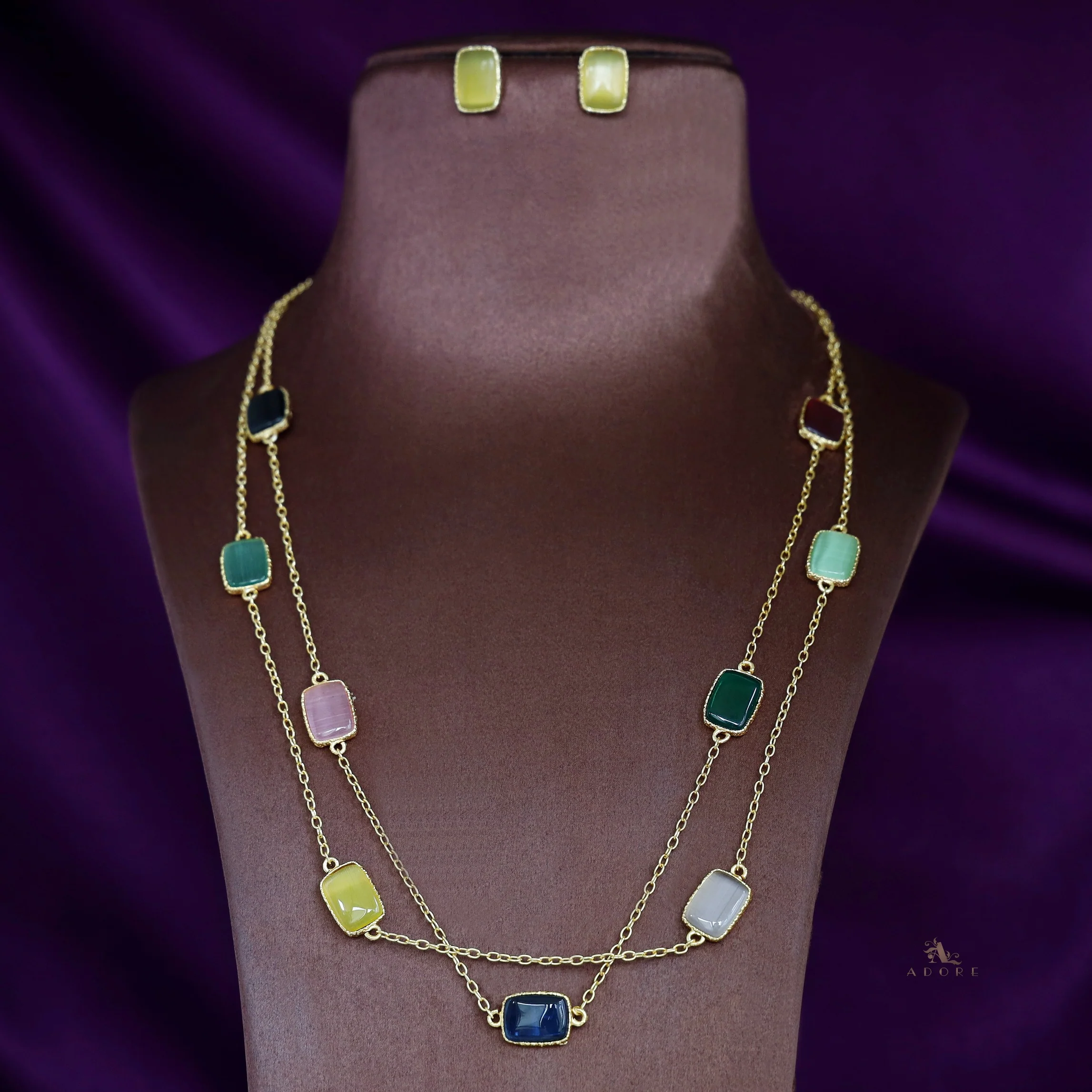 Lajvanti 2 Layer Long Neckpiece With Earring - Image 23