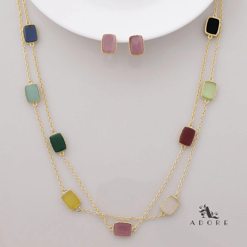 Lajvanti 2 Layer Long Neckpiece With Earring - Image 3