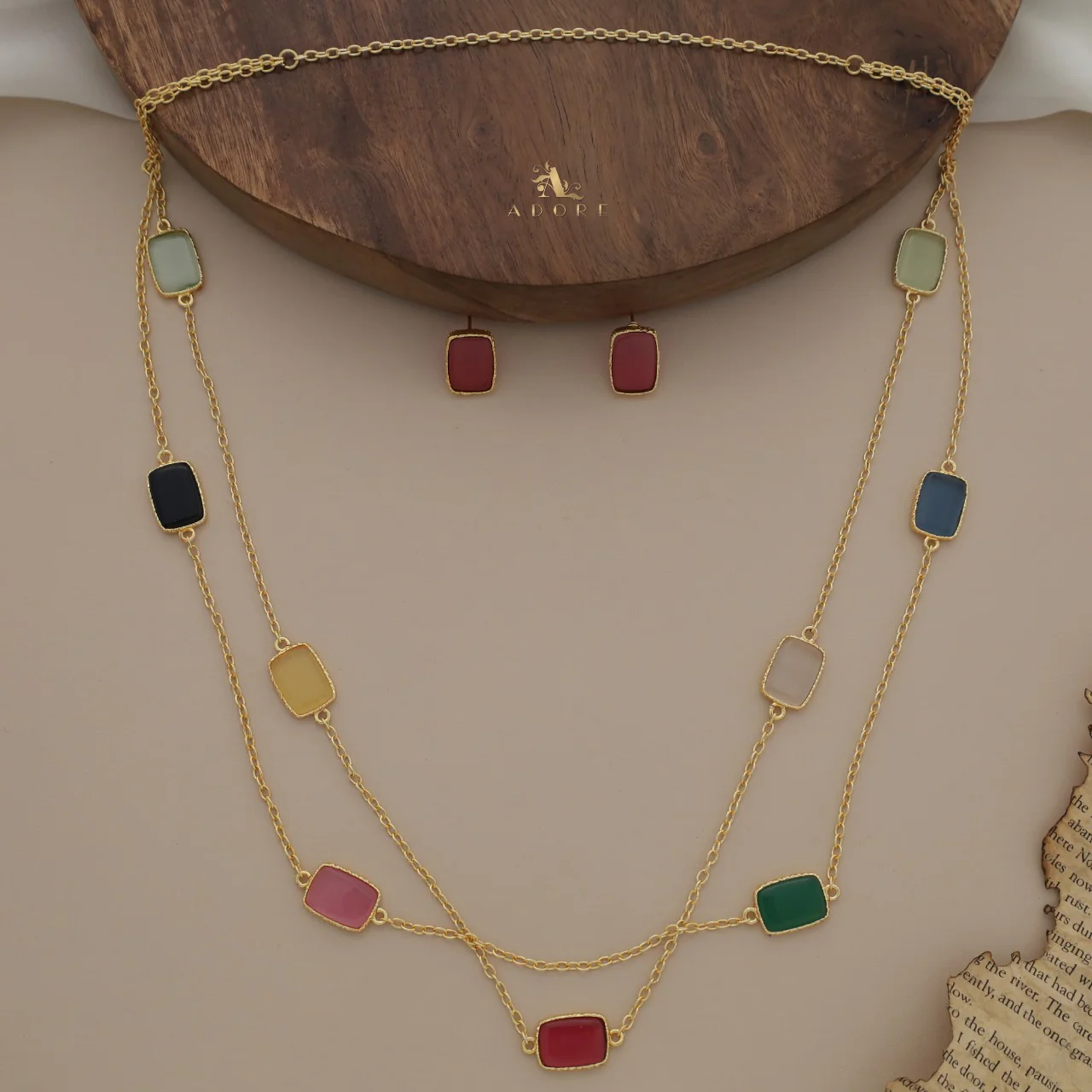 Lajvanti 2 Layer Long Neckpiece With Earring - Image 4