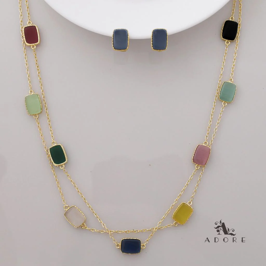 Lajvanti 2 Layer Long Neckpiece With Earring - Image 8